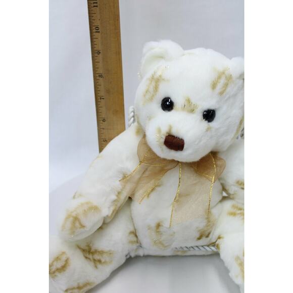 TY Harrods Teddy Bear Toy Kingdom Beanie Baby White & Gold 12" Plush - Picture 10 of 12